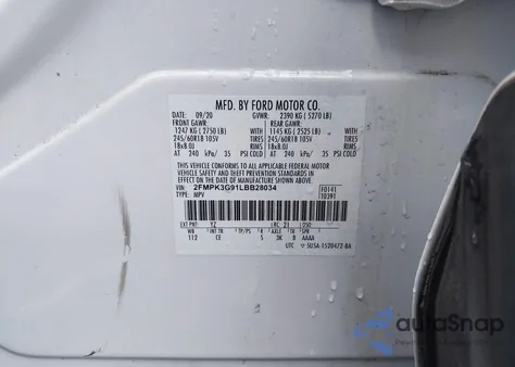 2020 Ford Edge Se from USA, damaged, VIN 2FMPK3G91LBB28034